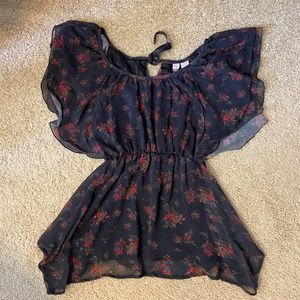Floral Flutter Sleeve Mini Dress